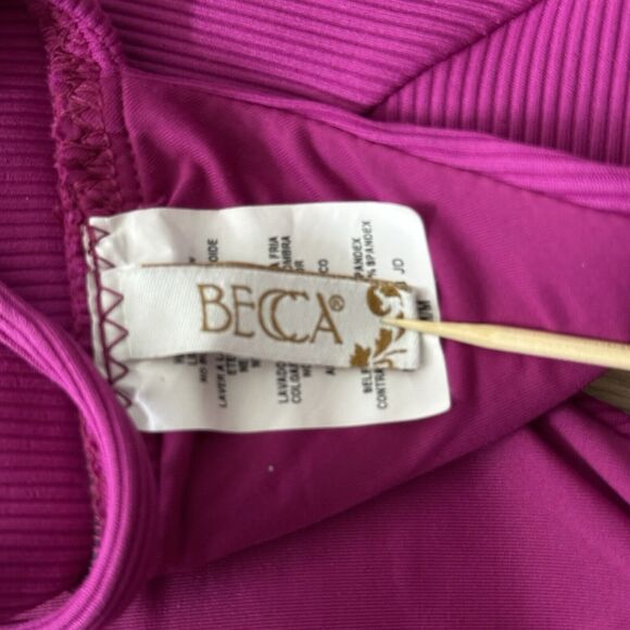 Becca Bikini Top Womens M Purple Ribbed‎ Bralette Swimwear Magenta Resort Wear - Picture 5 of 7